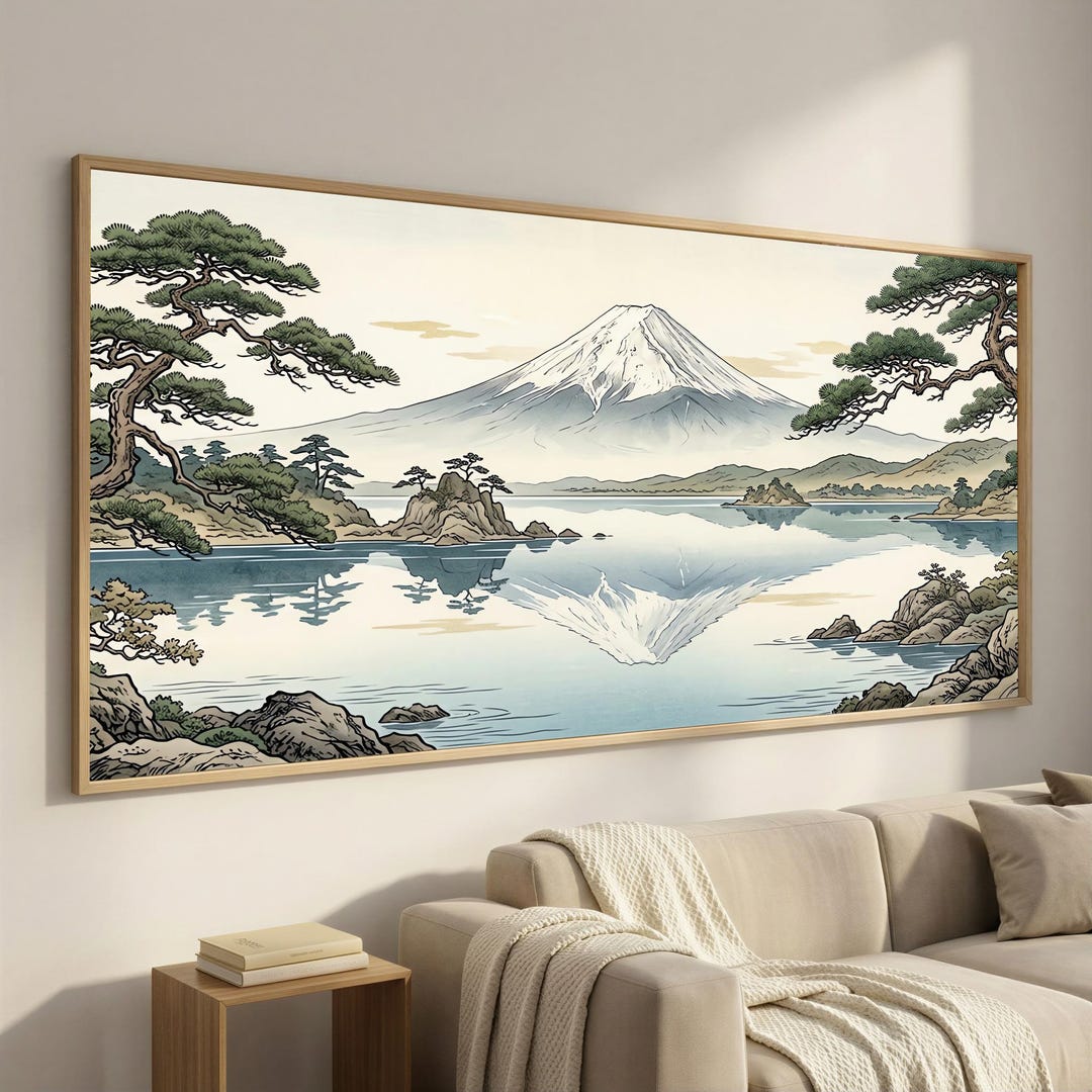 Extra Wide Mount Fuji Canvas Wall Art, Framed Japanese Landscape Canvas ...