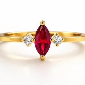 Oval Cut Ruby Ring in 14K Gold with Surrounding Round Cut Diamonds. Mother's Day Gift with Ruby. July Birthstone. Gift for Mom