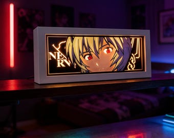 Evangelion LED Light Box · Rei Ayanami NERV Anime Desk Lamp · Otaku Room Decor · Anime Wall Art Gift