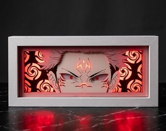 Anime Light Box Demon Slayer · Tanjiro LED Night Light · 3D Layered Paper Cut Shadow Box · Otaku Room Decor