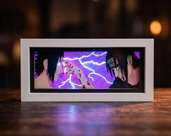 Naruto, Sasuke und Itachi Leuchtkasten · 3D-Anime-Schattenbox-LED-Lampe · Uchiha-Brüder-Nachtlicht · Anime-Zimmerdeko-Geschenk