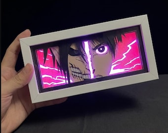 Eren Jäger Anime-Nachtlicht | Attack on Titan LED-Leuchtkasten | AOT-Lampe | Geschenk für Otakus | Gaming-Zimmer-Deko | Geschenk für AOT-Fans