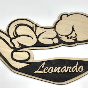 Laser Cut File for Personalized Birth Bow – SVG DXF LBRN2 – Editable Name – Wooden Birth Decoration