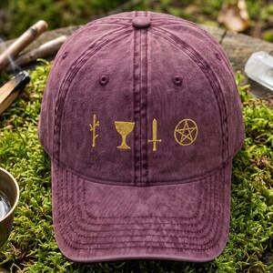 Tarot Embroidered Cap, Vintage Baseball Cap, Witch Gift, Practical Magic, Tarot Cards, Dark Academia