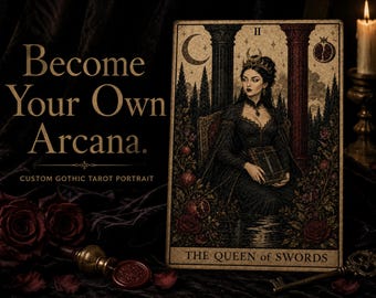 Personalised Tarot Card Portrait from Photo | Custom Gothic Wallpaper | Witchcraft Drawing | Feminine Sensual Art