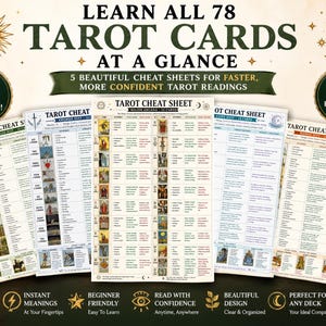 Tarot Cheat Sheet Book, Practical Magic Tarot Cards, Tarot Journal, Book of Shadows, Witchcraft Gift, Tarot Deck Reading