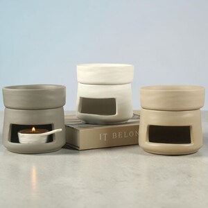Quemador de aceite cerámico, difusor de aceites esenciales minimalista, calentador de cera fundida, decoración de aromaterapia Japandi, Wabi Sabi, soporte para rituales zen