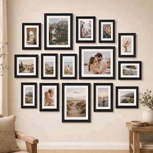 15-Piece Black Collage Picture Frames – Multi-Size Gallery Wall Set (8x10, 5x7, 4x6)