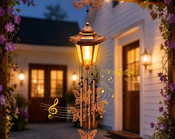 Solar Lantern Wind Chime – Outdoor Patio Garden Decor, Weatherproof Metal Chimes