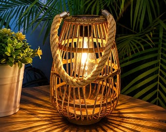 Solar Rattan Lantern – Outdoor Hanging LED Light, Waterproof Patio Garden Lamp