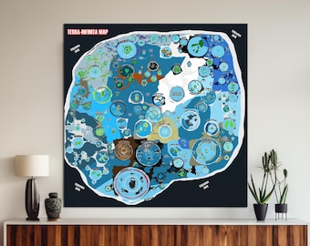 Impression sur toile haute résolution de la carte de la Terre plate Terra Infinita, poster Terra Infinita