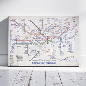 Queen Design London underground tube map with new Elizabeth line art Wall Art print