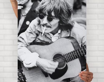 Toile photo George Harrison, oeuvre d'art murale encadrée vintage, poster portrait de musicien des Beatles