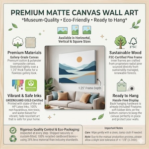 Peut inclure: Tableau mural en toile mate de qualit&eacute; sup&eacute;rieure avec un paysage. L'&oelig;uvre d'art a une profondeur de cadre de 3,2 cm et est disponible en formats horizontal, vertical et carr&eacute;. La toile est en coton et polyester.