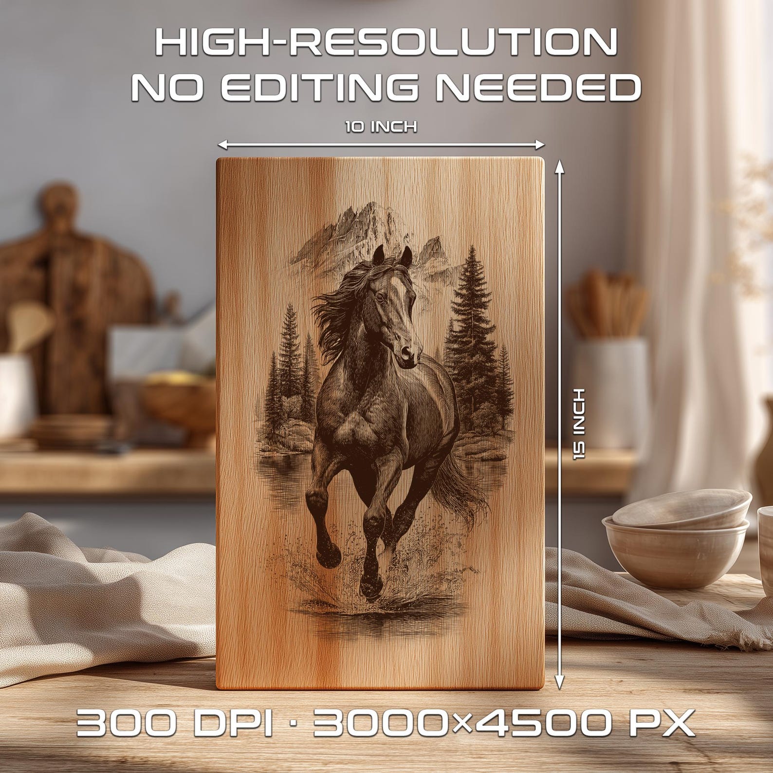 Running Wild Horse PNG Laser File | Mountain Wildlife Wood Engraving ...