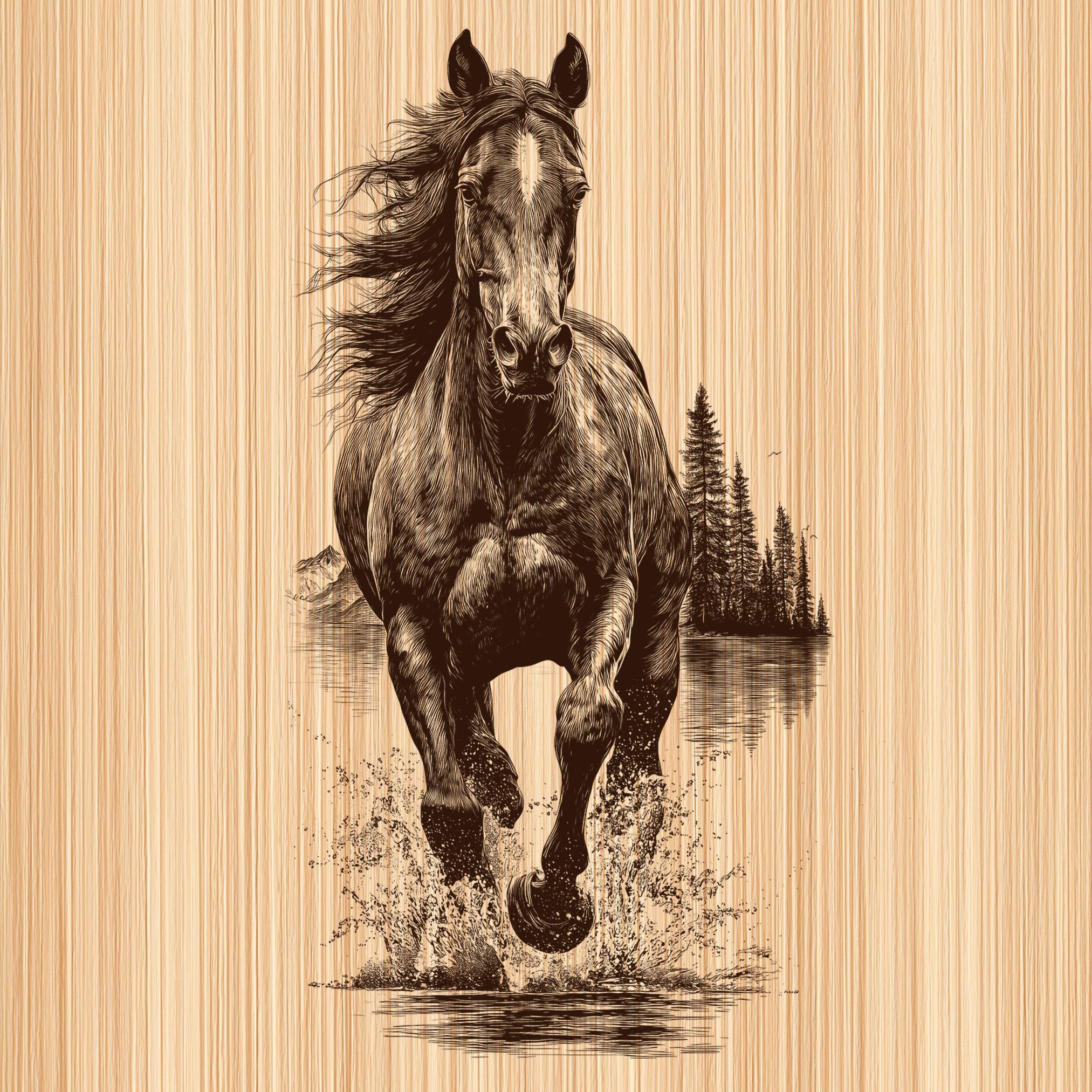 Running Horse Laser Engraving File | Wildlife Wood Engraving PNG for ...