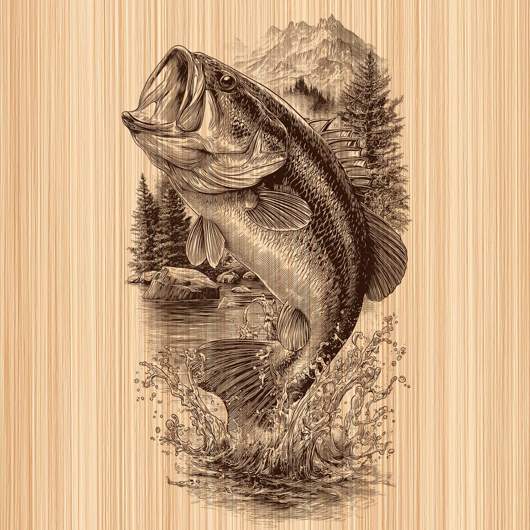 Bass File Largemouth Bass PNG Laser Engraving File | Jumping Bass Wood Art for ...
