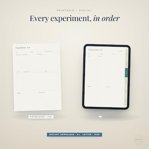 Science Student Notebook, Lab Experiment Log and Lecture Notes, Biology Chemistry Physics, Printable A4 US Letter and iPad GoodNotes