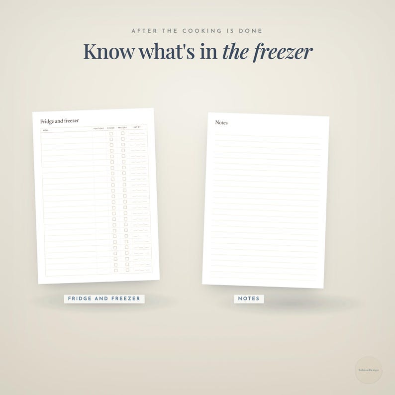 after the cooking is done · Know what's in · the freezer · fridge and freezer · notes