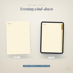 Evening Wind Down Journal Printable, Bedtime Ritual Checklist, No Writing Required, A4 US Letter and iPad GoodNotes PDF