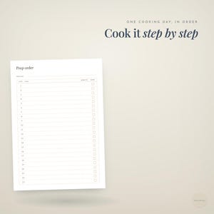 one cooking day, in order · Cook it · step by step