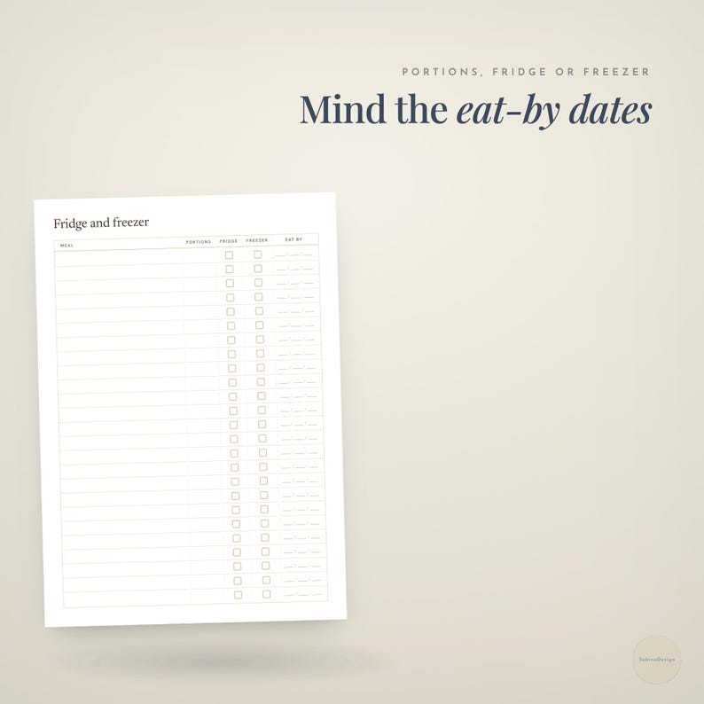 portions, fridge or freezer · Mind the · eat-by dates