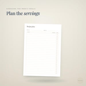 choosing the week's meals · Plan the · servings