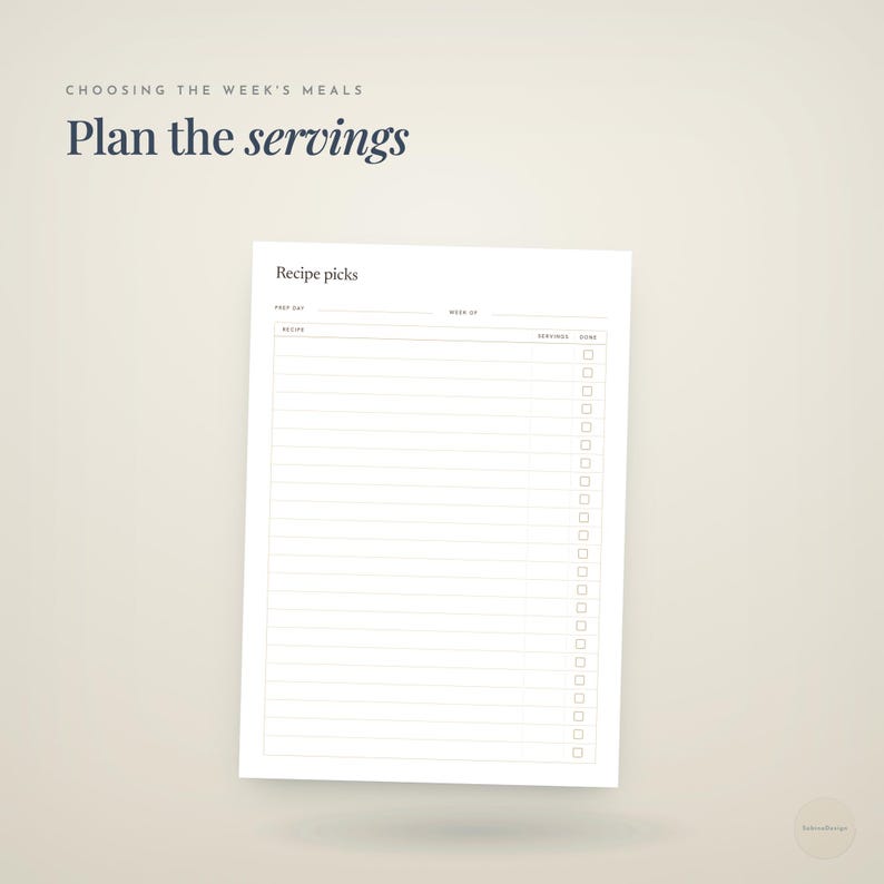 choosing the week's meals · Plan the · servings