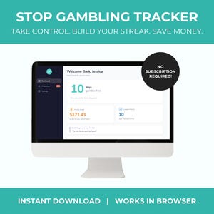 Aplikacja Stop Gambling Tracker | Narzędzie do śledzenia dni bez hazardu i oszczędzania pieniędzy | Planer powrotu do zdrowia w przeglądarce