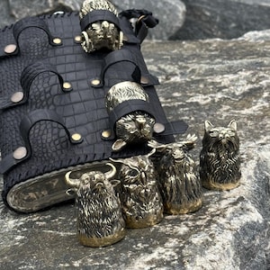 Gothic Viking Leather Hip Flask Mythological Animal Totem Shot Glasses Medieval D&D Gift
