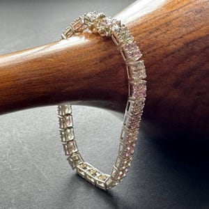 Elegant Pink Sterling Silver Cubic Zirconia Line Bracelet