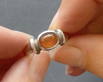 Vintage zilveren barnsteenring