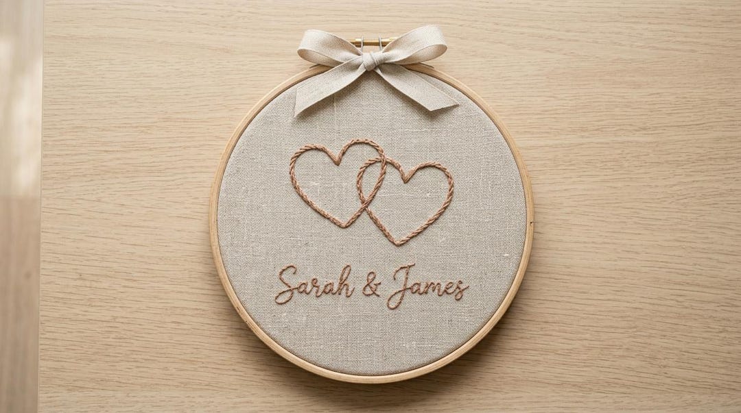 Personalized Couple Names Embroidery Hoop, Custom Wedding Anniversary ...