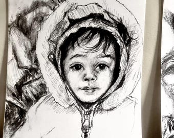 Custom Portrait Charcoal Drawing