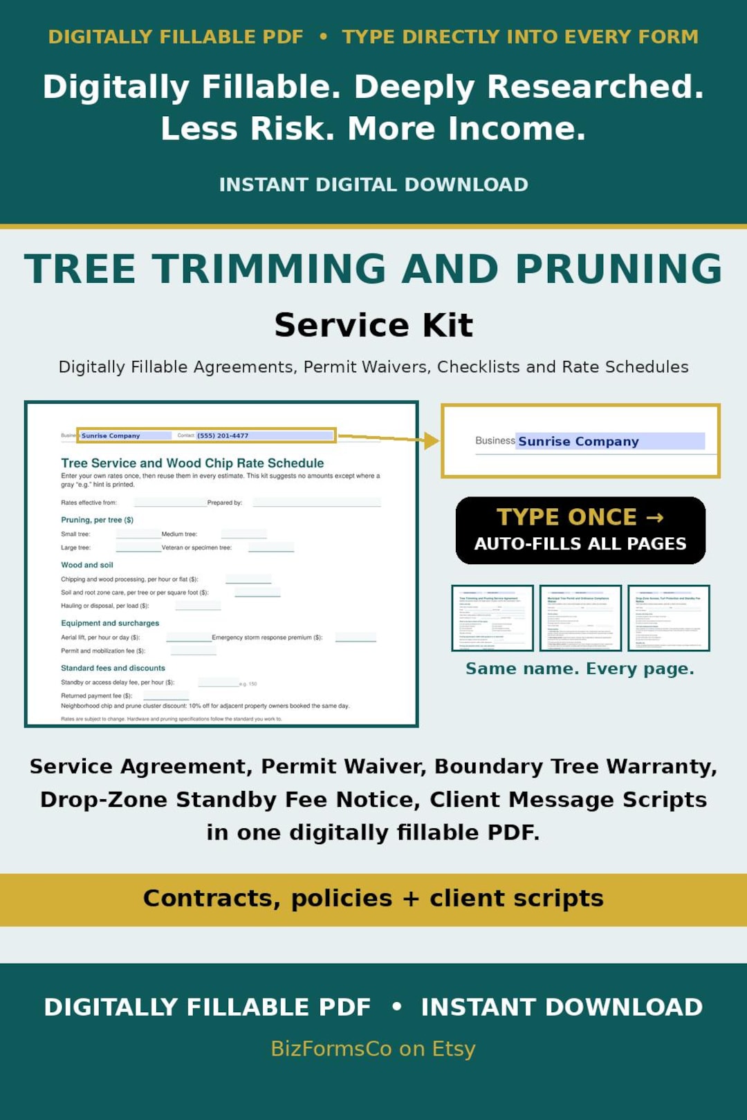 Tree trimming and pruning service forms