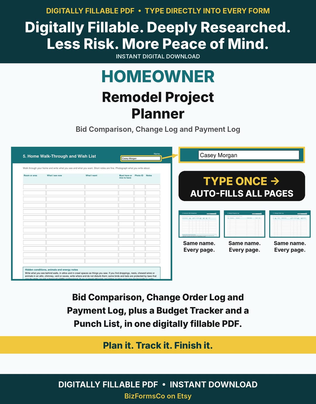 Homeowner remodel project planner