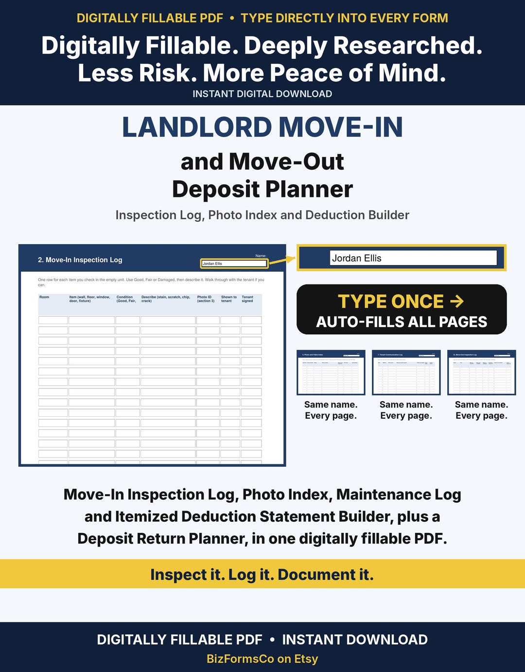 Landlord move-in and move-out deposit planner