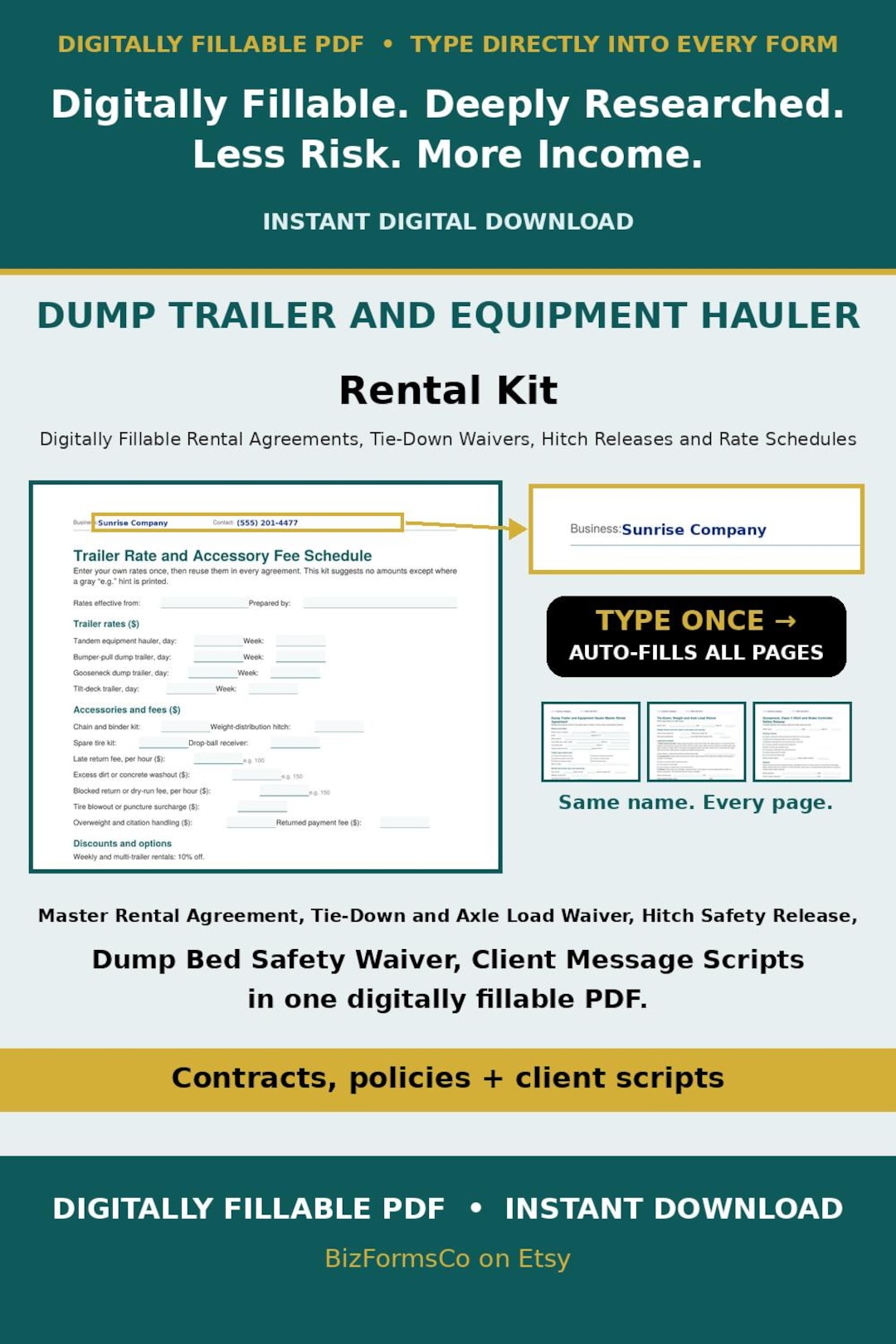 Dump trailer rental contract