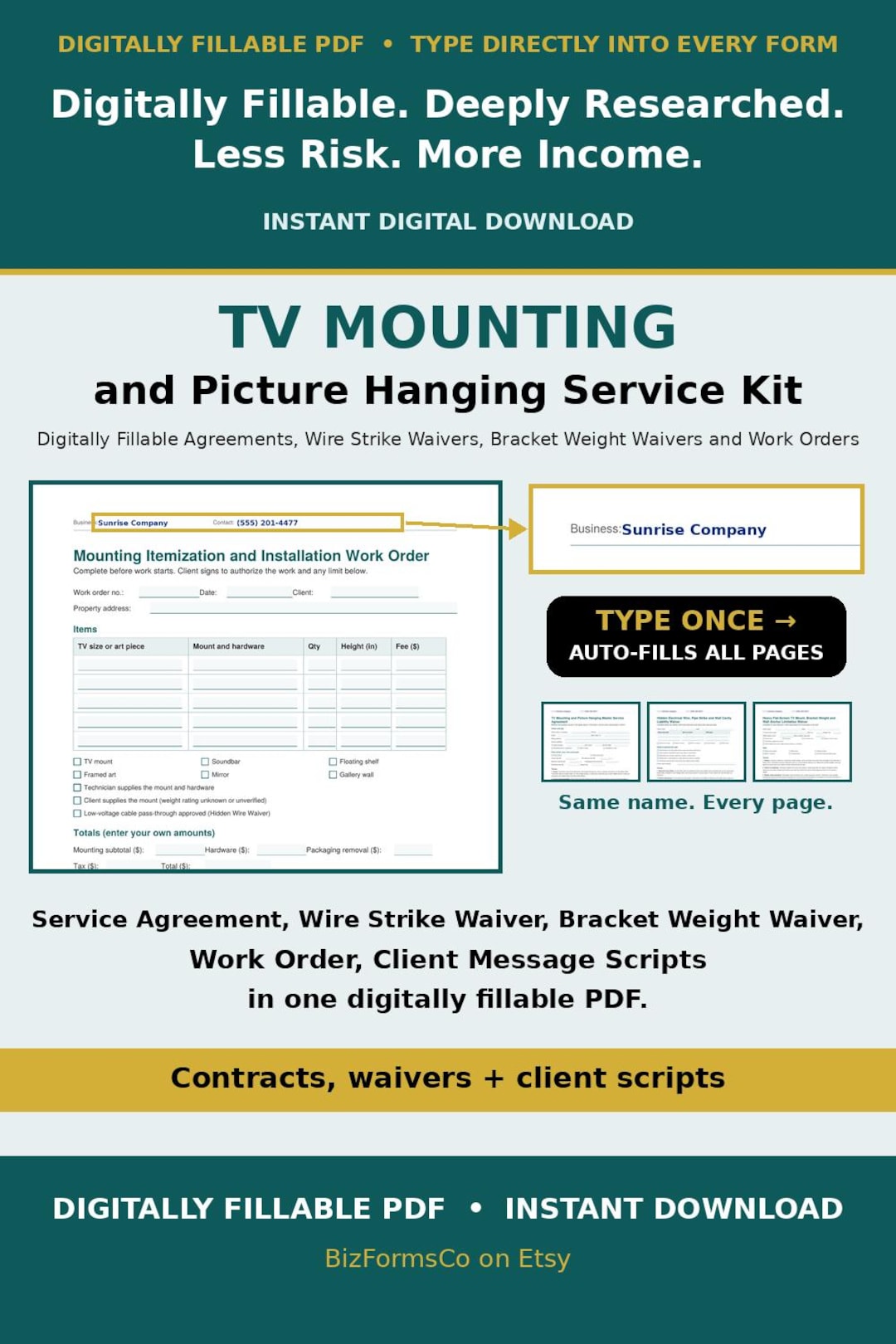 TV mounting contract kit