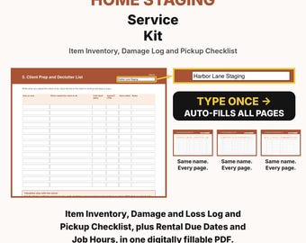 Home Staging Service Kit, Home Staging Forms, Stager Inventory Tracker, Fillable PDF, Staging Agreement, Furniture Rental Log