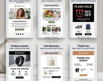 13 HTML Email Templates Bundle | Responsive Email Marketing (Mailchimp, Klaviyo, Shopify)