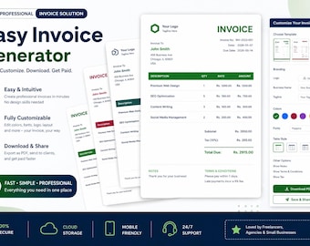 Customizable Invoice Generator for Freelancers | Small Business Billing Template