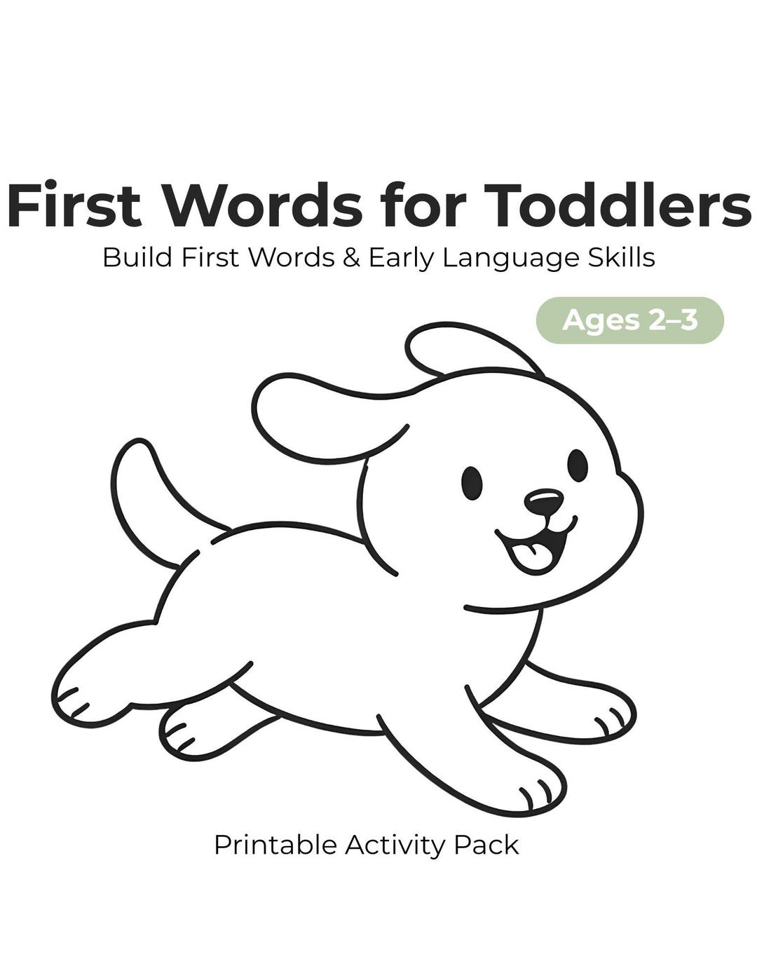First Words for Toddlers Printable, Toddler Language Activities Ages 2 ...