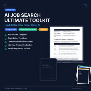 AI Job Search Toolkit 2026 | 225+ ChatGPT Prompts, ATS Resume Templates, Cover Letters, LinkedIn Guide, Interview Prep PDF