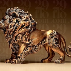 Löwe 3d Druck Skulptur – Luxe woondecoratie – Leeuwenstandbeeld met metallic effect – handgeschilderd