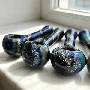 Dark Galaxy Glass Pipe Gothic Space Art Smoking Pipe Black Cosmic Hand Blown Glass Collector Piece Celestial Gift