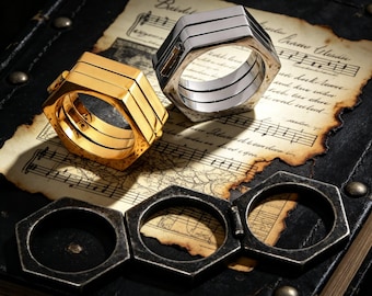 Bague en titane réglable à trois niveaux, minimaliste et rétro / Unisexe / Trois couleurs disponibles disponibles / Gothique punk