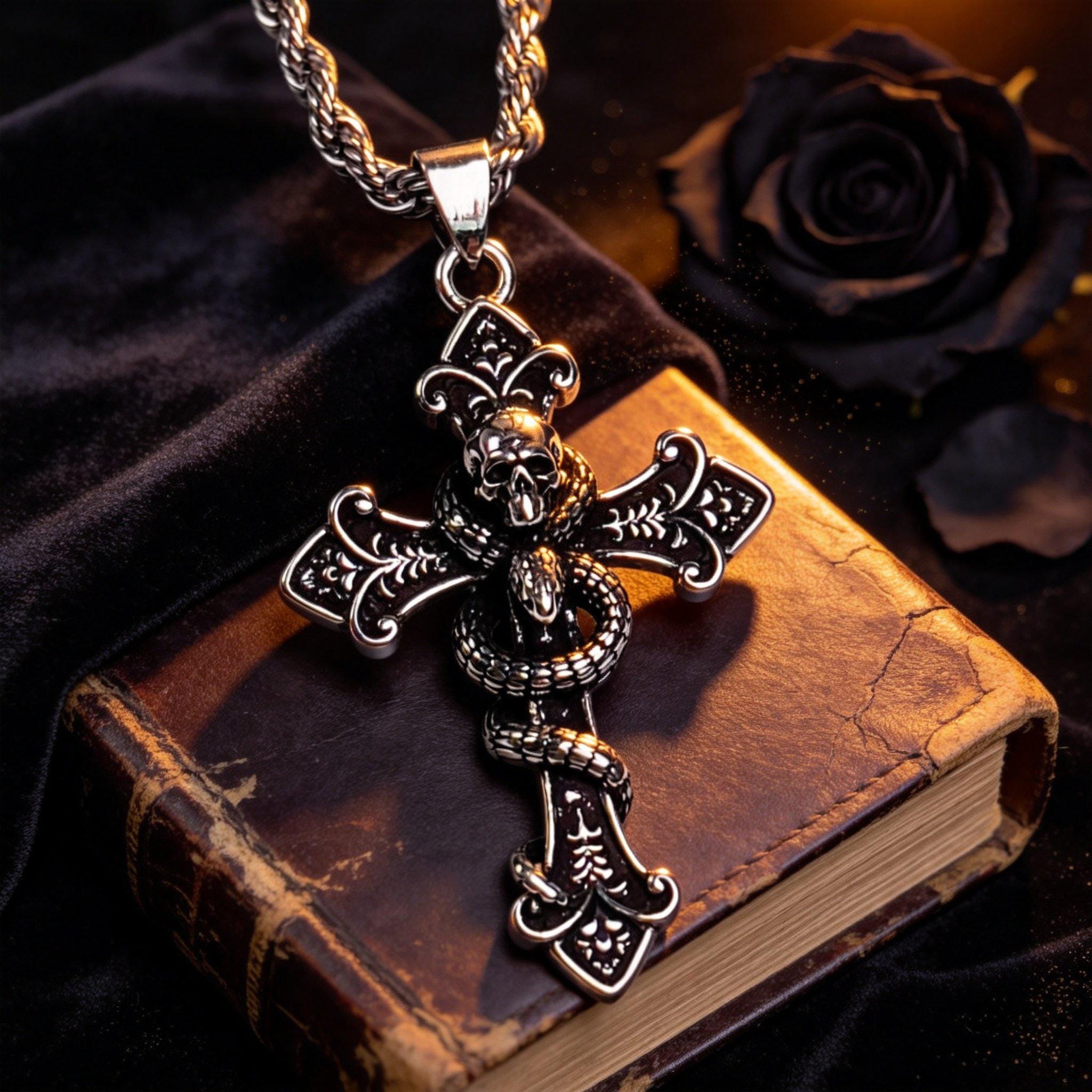 skull cross necklace クロス ネックレス 十字架 Skull Cross Necklace - Etsy