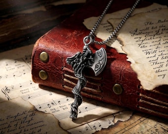 Vintage Viking Dragon-Adorned Battle Axe Titanium Steel Pendant Necklace / Unisex / Hip-Hop Punk Jewelry Gift
