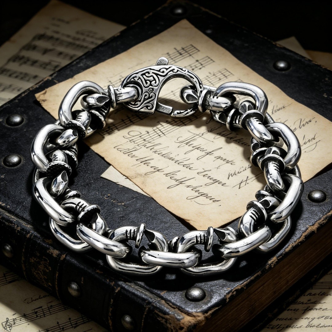 Vintage Square Rivet Chain Titanium Steel Bracelet / Unisex / Harley ...